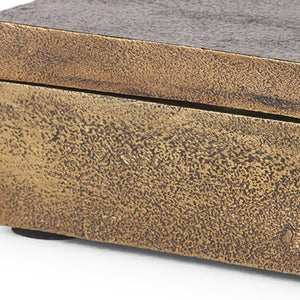 HomeRoots 3" Gold Metal Decorative Box Sculpture - Handcrafted Modern Accent for Elegant Tabletops & Gifts 608687