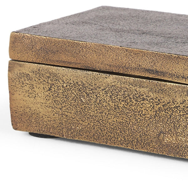 HomeRoots 3" Gold Metal Decorative Box Sculpture - Handcrafted Modern Accent for Elegant Tabletops & Gifts 608687