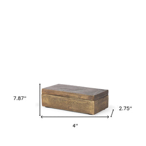 HomeRoots 3" Gold Metal Decorative Box Sculpture - Handcrafted Modern Accent for Elegant Tabletops & Gifts 608687