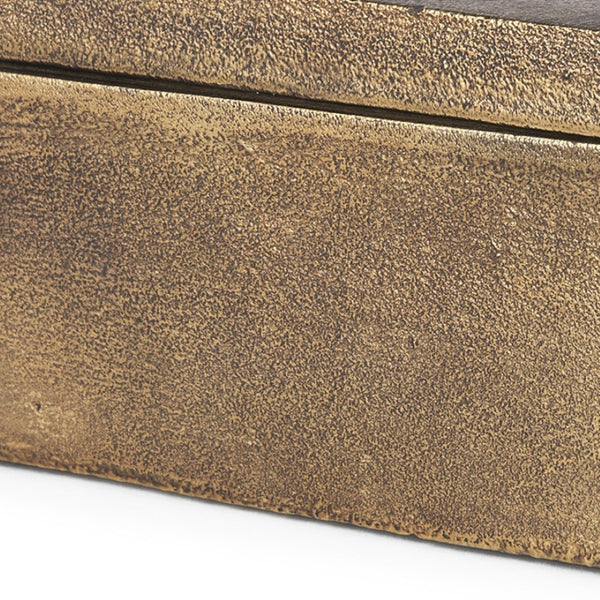 HomeRoots 5" Gold Metal Decorative Box Sculpture - Modern Elegance for Home, Office, & Stylish Gift Ideas 608688