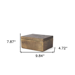 HomeRoots 5" Gold Metal Decorative Box Sculpture - Modern Elegance for Home, Office, & Stylish Gift Ideas 608688