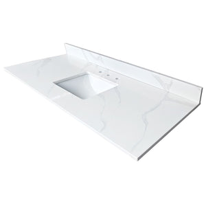 English Elm 61-inch Carrara Quartz Vanity Top Undermount Sink Backsplash Stain Resistant Bath W2699P459410