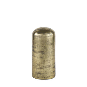 HomeRoots 10" Antiqued Brass Cylindrical Tabletop Sculpture – Handcrafted Geometric Art for Stylish Interiors 608701
