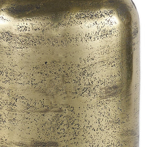 HomeRoots 10" Antiqued Brass Cylindrical Tabletop Sculpture – Handcrafted Geometric Art for Stylish Interiors 608701