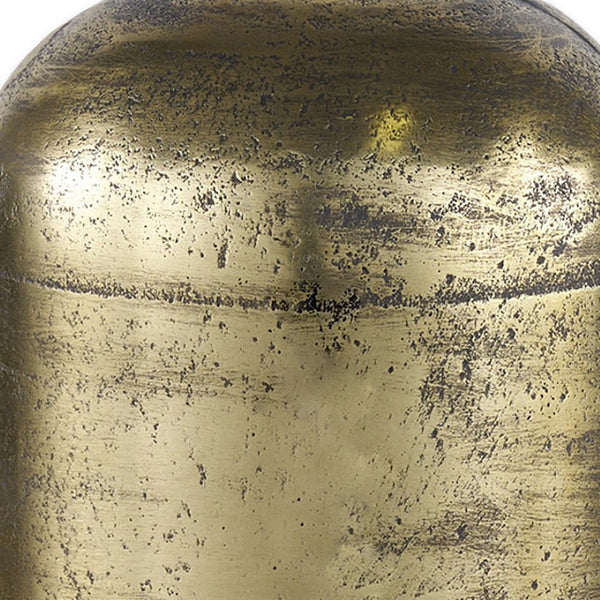 HomeRoots 15" Handcrafted Antiqued Brass Cylindrical Tabletop Sculpture - Elegant Accent for Any Space 608702