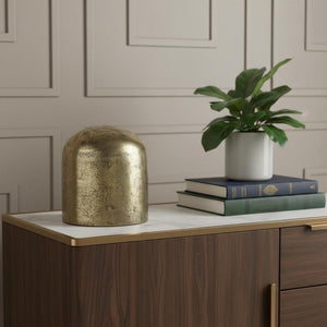 HomeRoots 7" Handcrafted Antiqued Brass Cast Aluminum Sculpture - Rustic Modern Accent for Home & Gifts 608703