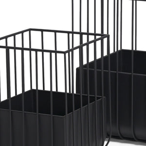 HomeRoots Set of Two Modern Black Metal Wire Cage Planters - Stylish Indoor Decor for Plants & Storage Solutions 608711