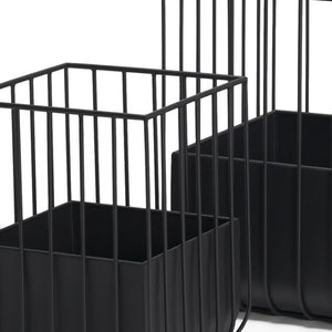 HomeRoots Set of Two Modern Black Metal Wire Cage Planters - Stylish Indoor Decor for Plants & Storage Solutions 608711