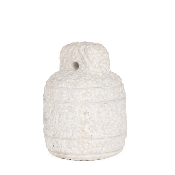 HomeRoots 8" White Marble Door Stop - Artisan Crafted, Modern Sculpture for Home Decor & Functional Elegance 608720