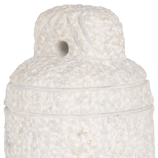 HomeRoots 8" White Marble Door Stop - Artisan Crafted, Modern Sculpture for Home Decor & Functional Elegance 608720