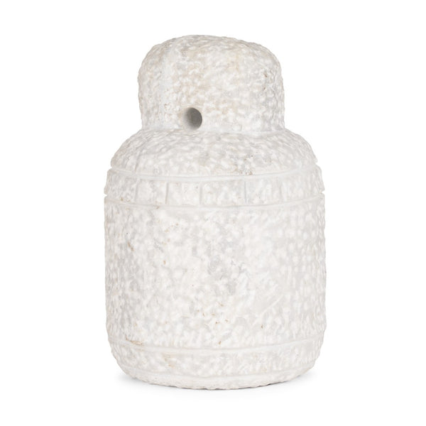 HomeRoots 10" White Marble Door Stop - Handcrafted Sculptural Door Holder, Modern Minimalist Table Accent 608721