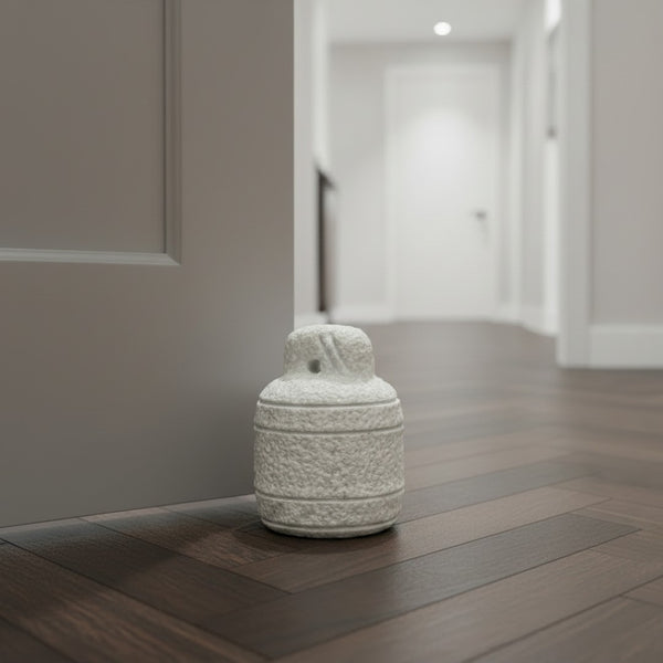 HomeRoots 10" White Marble Door Stop - Handcrafted Sculptural Door Holder, Modern Minimalist Table Accent 608721