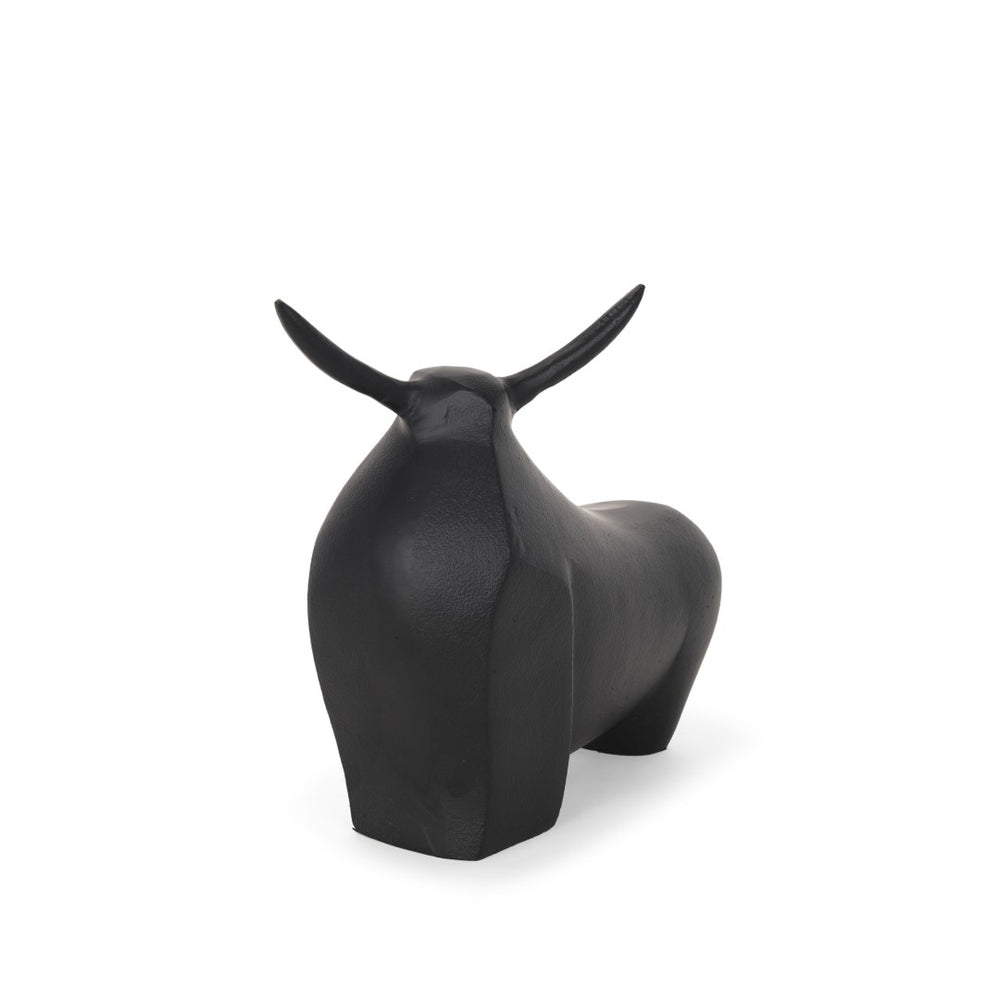 HomeRoots 11" Black Aluminum Bull Sculpture - Handcrafted Modern Art Piece for Strength & Elegance in Decor 608728