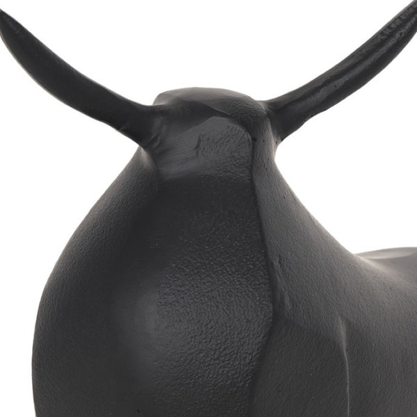 HomeRoots 11" Black Aluminum Bull Sculpture - Handcrafted Modern Art Piece for Strength & Elegance in Decor 608728