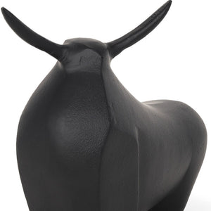 HomeRoots 11" Black Aluminum Bull Sculpture - Handcrafted Modern Art Piece for Strength & Elegance in Decor 608728