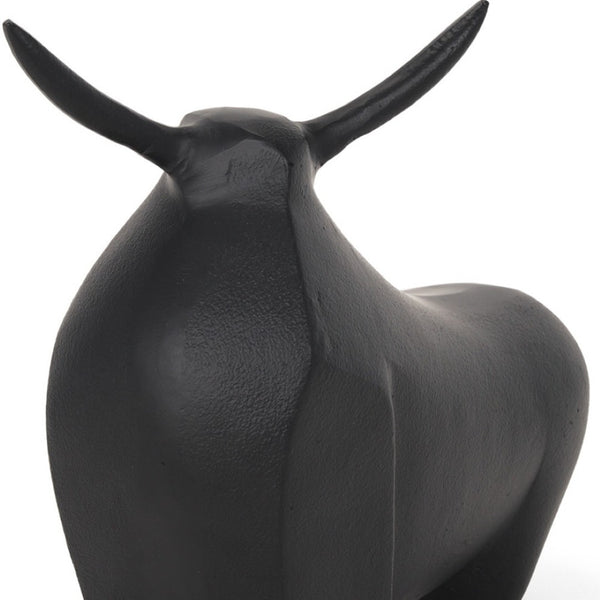 HomeRoots 11" Black Aluminum Bull Sculpture - Handcrafted Modern Art Piece for Strength & Elegance in Decor 608728