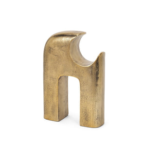 HomeRoots 11" Handcrafted Antiqued Brass Aluminum Modern Abstract Sculpture for Stylish Home Décor Accent 608729