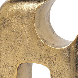 HomeRoots 11" Handcrafted Antiqued Brass Aluminum Modern Abstract Sculpture for Stylish Home Décor Accent 608729