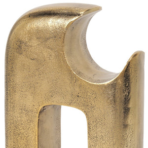HomeRoots 11" Handcrafted Antiqued Brass Aluminum Modern Abstract Sculpture for Stylish Home Décor Accent 608729