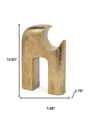 HomeRoots 11" Handcrafted Antiqued Brass Aluminum Modern Abstract Sculpture for Stylish Home Décor Accent 608729