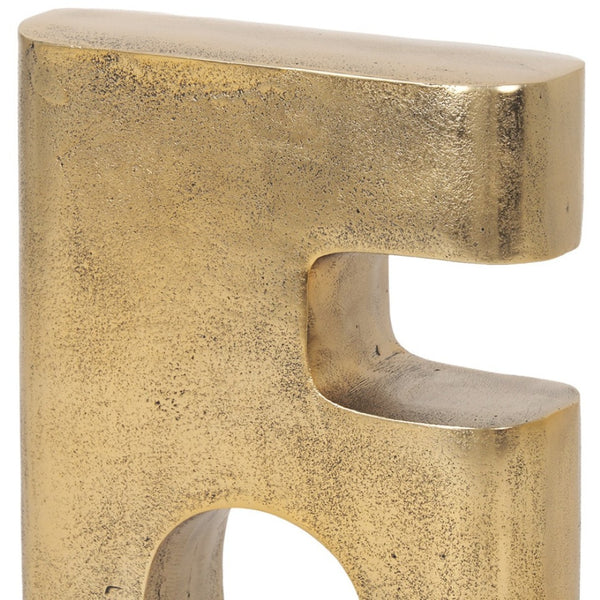 HomeRoots 10" Brass Aluminum Tabletop Sculpture - Handcrafted Geometric Art for Modern Home Decor Elegance 608730