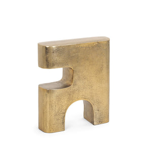 HomeRoots 10" Brass Aluminum Tabletop Sculpture - Handcrafted Geometric Art for Modern Home Decor Elegance 608730