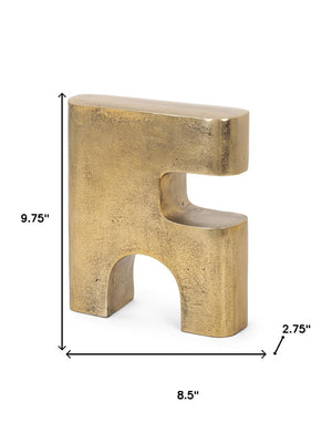 HomeRoots 10" Brass Aluminum Tabletop Sculpture - Handcrafted Geometric Art for Modern Home Decor Elegance 608730