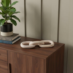 HomeRoots 21" Handcrafted Solid Wood Geometric Links Tabletop Sculpture - Rustic Art for Modern Interiors 608738