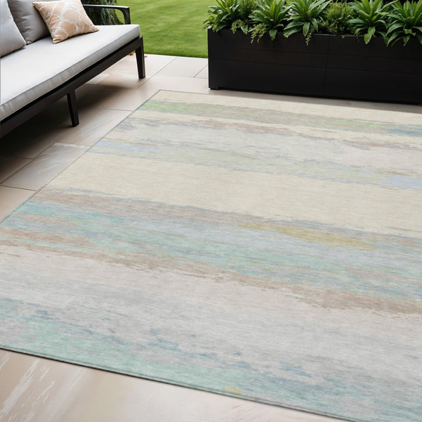 HomeRoots 5' Ivory Abstract Area Rug - Washable, Durable Design for Indoor & Outdoor Spaces, Easy Care & Style 5' X 8' 608742