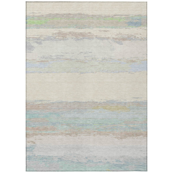 HomeRoots 5' Ivory Abstract Area Rug - Washable, Durable Design for Indoor & Outdoor Spaces, Easy Care & Style 5' X 8' 608742
