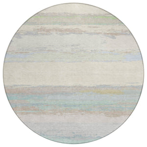 HomeRoots 5' Ivory Abstract Area Rug - Washable, Durable Design for Indoor & Outdoor Spaces, Easy Care & Style 8' Round 608743