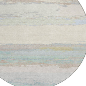 HomeRoots 5' Ivory Abstract Area Rug - Washable, Durable Design for Indoor & Outdoor Spaces, Easy Care & Style 8' Round 608743