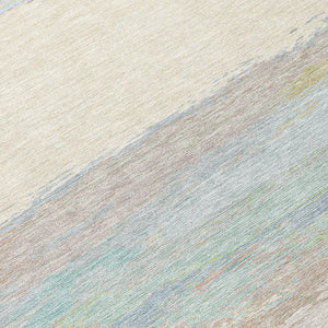 HomeRoots 5' Ivory Abstract Area Rug - Washable, Durable Design for Indoor & Outdoor Spaces, Easy Care & Style 8' Round 608743