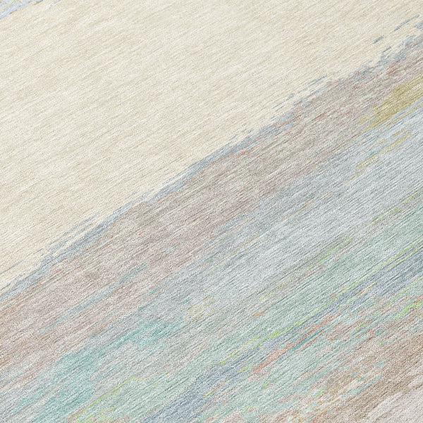 HomeRoots 5' Ivory Abstract Area Rug - Washable, Durable Design for Indoor & Outdoor Spaces, Easy Care & Style 8' Round 608743