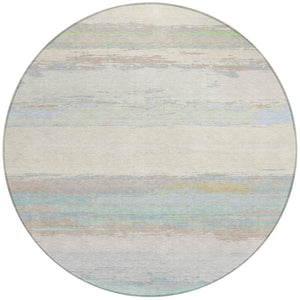 HomeRoots 5' Ivory Abstract Area Rug - Washable, Durable Design for Indoor & Outdoor Spaces, Easy Care & Style 8' Round 608743