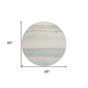 HomeRoots 5' Ivory Abstract Area Rug - Washable, Durable Design for Indoor & Outdoor Spaces, Easy Care & Style 8' Round 608743
