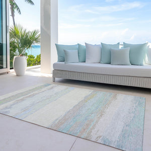 HomeRoots 5' Ivory Abstract Area Rug - Washable, Durable Design for Indoor & Outdoor Spaces, Easy Care & Style 8' X 10' 608744
