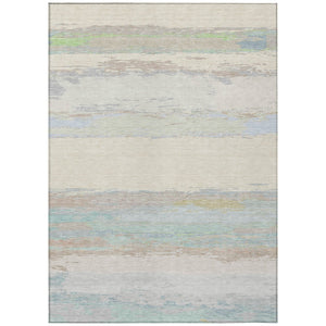 HomeRoots 5' Ivory Abstract Area Rug - Washable, Durable Design for Indoor & Outdoor Spaces, Easy Care & Style 8' X 10' 608744