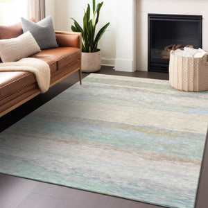 HomeRoots 5' Ivory Abstract Area Rug - Washable, Durable Design for Indoor & Outdoor Spaces, Easy Care & Style 8' X 10' 608744