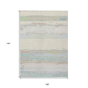 HomeRoots 5' Ivory Abstract Area Rug - Washable, Durable Design for Indoor & Outdoor Spaces, Easy Care & Style 9' X 12' 608745