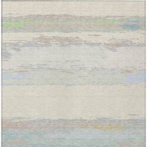 HomeRoots 5' Ivory Abstract Area Rug - Washable, Durable Design for Indoor & Outdoor Spaces, Easy Care & Style 9' X 12' 608745