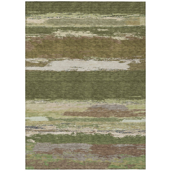 HomeRoots 5' Olive Green Abstract Area Rug – Durable, Washable, Stylish for Indoor & Outdoor Spaces 5' X 8' 608748