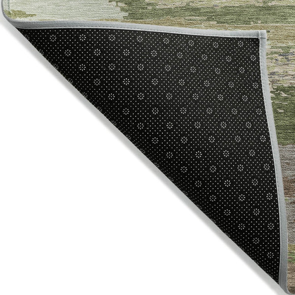 HomeRoots 5' Olive Green Abstract Area Rug – Durable, Washable, Stylish for Indoor & Outdoor Spaces 5' X 8' 608748