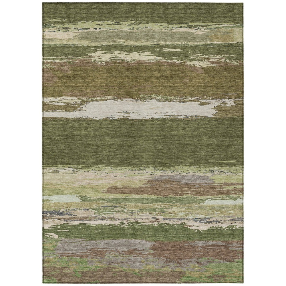 HomeRoots 5' Olive Green Abstract Area Rug – Durable, Washable, Stylish for Indoor & Outdoor Spaces 8' X 10' 608750