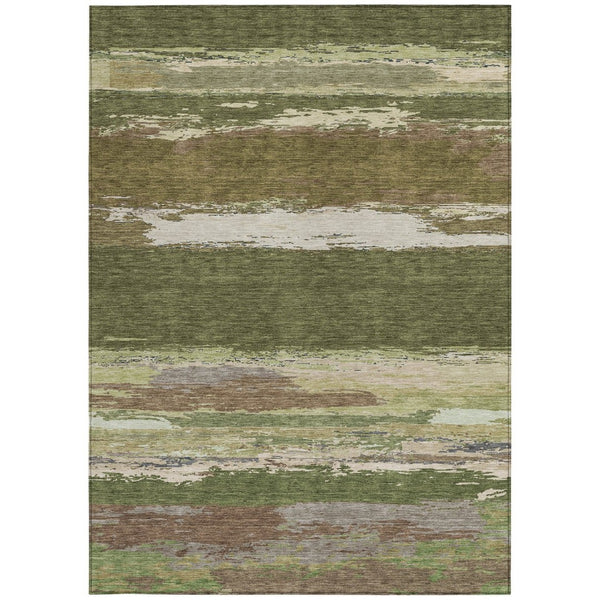 HomeRoots 5' Olive Green Abstract Area Rug – Durable, Washable, Stylish for Indoor & Outdoor Spaces 8' X 10' 608750