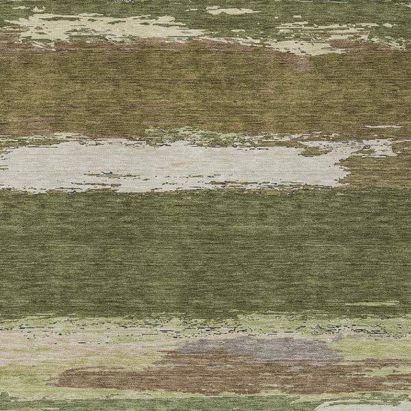 HomeRoots 5' Olive Green Abstract Area Rug – Durable, Washable, Stylish for Indoor & Outdoor Spaces 9' X 12' 608751