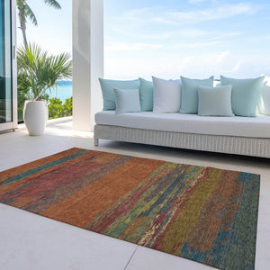 HomeRoots 5' Terra Cotta Abstract Area Rug - Durable, Washable, Modern Design for Indoor & Outdoor Spaces 8' X 10' 608762