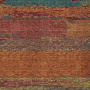 HomeRoots 5' Terra Cotta Abstract Area Rug - Durable, Washable, Modern Design for Indoor & Outdoor Spaces 8' X 10' 608762