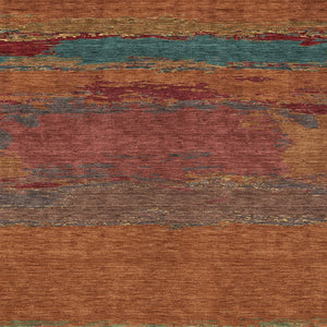 HomeRoots 9' X 12' Terra Cotta Abstract Rug - Durable, Washable, Stylish for Indoor & Outdoor Spaces, Easy Care! 608763