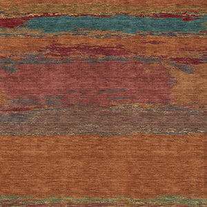 HomeRoots 5' Terra Cotta Abstract Area Rug - Durable, Washable, Modern Design for Indoor & Outdoor Spaces 10' X 14' 608764